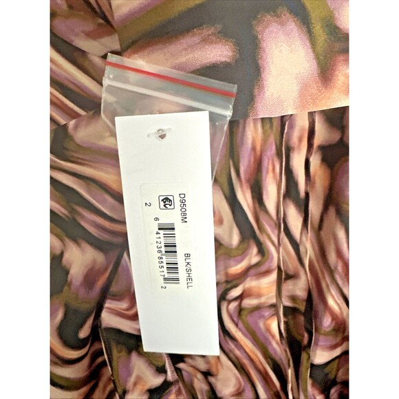 Donna Morgan Women's Satin Wavy Printed Tie-Waist Shirtdress Black Multi 2 - Picture 7 of 9